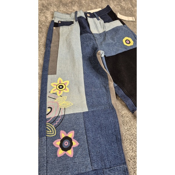 NWT Urban Outfitters BDG Patchwork High Rise Baggy Jeans Women 26x31 Boho Hippie - Picture 6 of 13